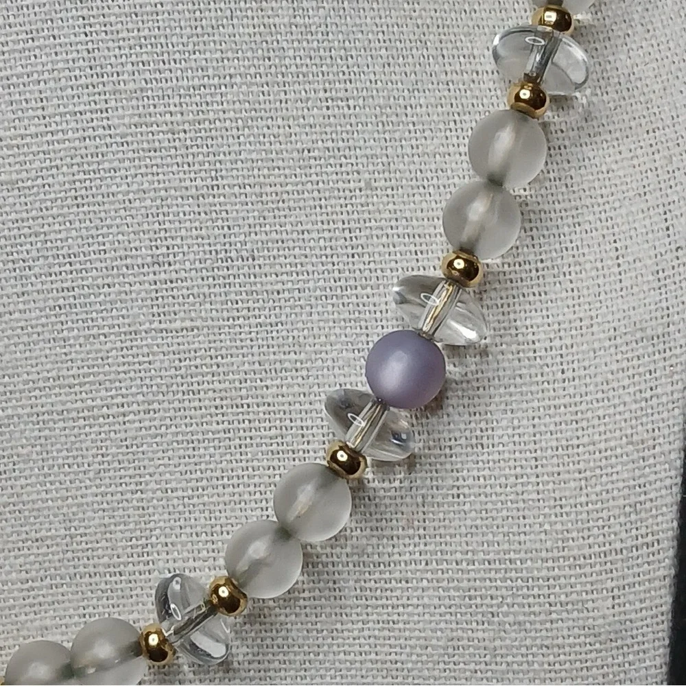 Vintage NAPIER Necklace Clear And Opalescent Lucite Beads
